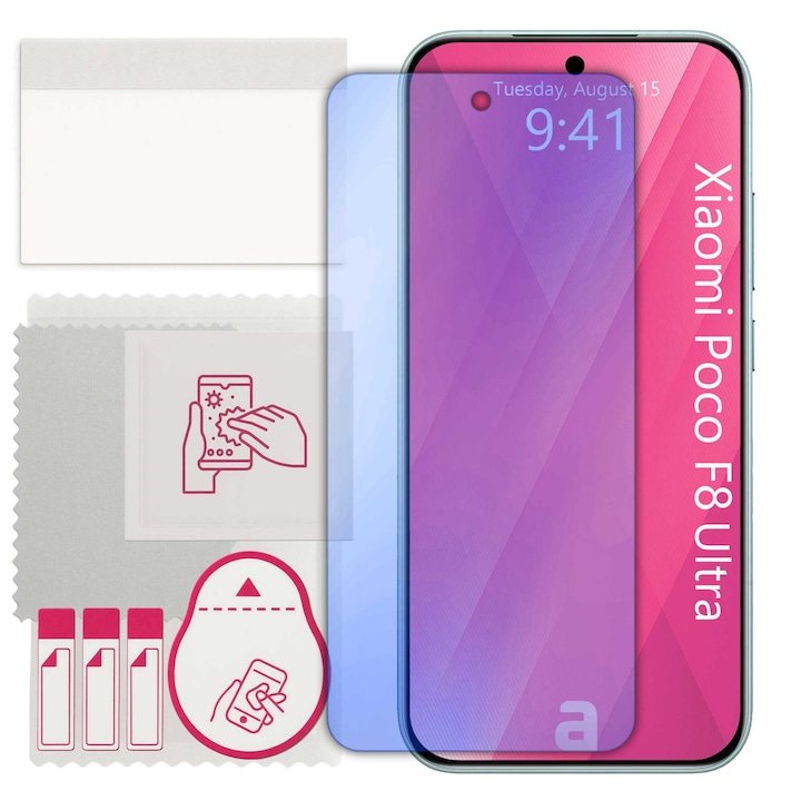 Sticla de protectie apgo pentru Xiaomi Poco F8 Ultra – sticla hibrida, securizata pentru display, lucioasa, pro flexible Hybrid Glass, 9H, full glue