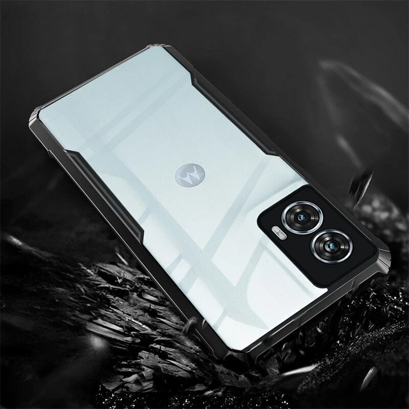 Husa de telefon ERBORD pentru Motorola Edge 50 Fusion 5G, AntiDrop Hybrid, policarbonat, neagra, protectie antisoc, acces facil la butoane