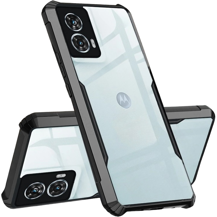 Husa de telefon ERBORD pentru Motorola Edge 50 Fusion 5G, AntiDrop Hybrid, policarbonat, neagra, protectie antisoc, acces facil la butoane