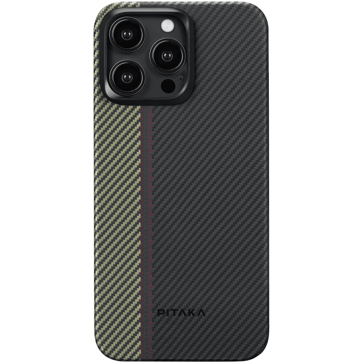 Husa de protectie Pitaka MagEZ 4, Aramida 600D, pentru iPhone 15 Pro, compatibila MagSafe, Overture