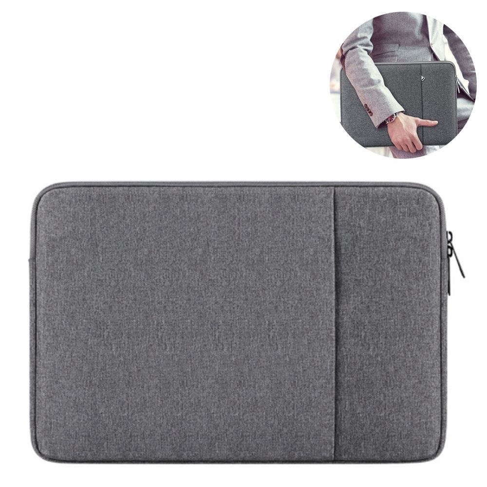 Geanta laptop AMRINUGL, 13.3-15.4 inch, gri inchis, impermeabila, dimensiuni externe 39x28x3cm