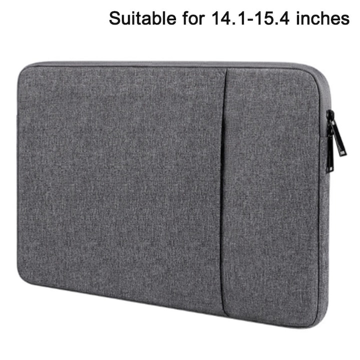 Geanta laptop AMRINUGL, 13.3-15.4 inch, gri inchis, impermeabila, dimensiuni externe 39x28x3cm
