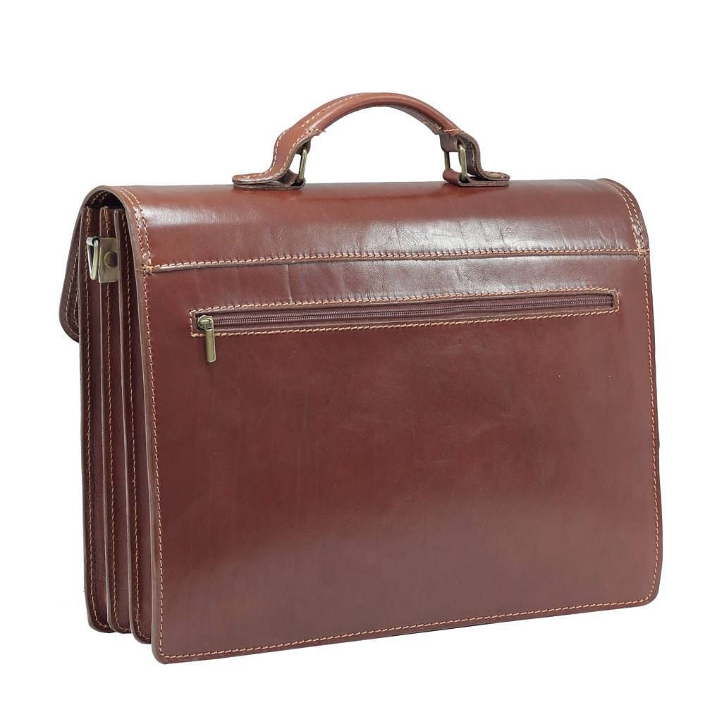 Geanta barbati business din piele naturala, 225A, portlaptop, coniac