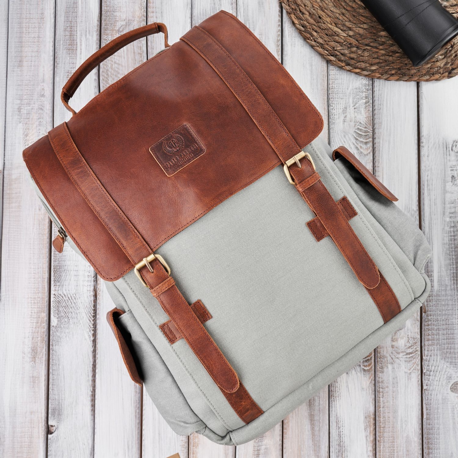 Rucsac pentru laptop de calatorie din piele pentru barbati Paolo Peruzzi
