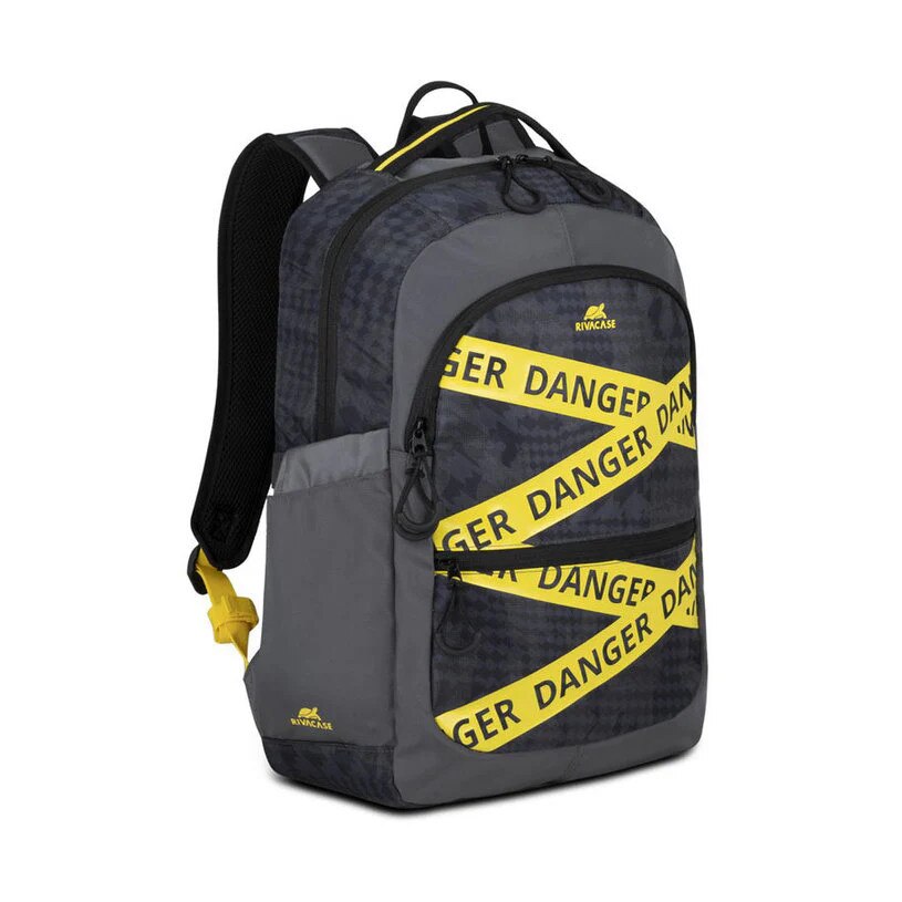 Rucsac pentru laptop de 15.6" Erebus, Rivacase, Poliester, 20 l, 310 x 185 x 460 mm, Gri / Galben