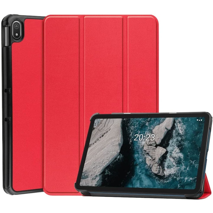 Husa Slim Sigloo, Smart Cover, Trifold, pentru tableta Nokia T21 2022, 10.4inch, model Red