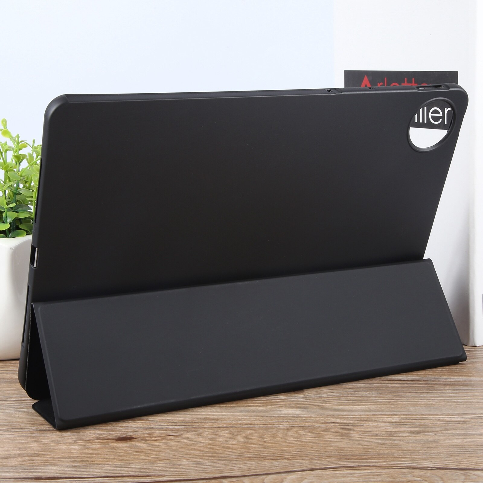 Husa tableta pentru Huawei MatePad Pro 12.2, silicon + piele PU, tip carte tri-fold, protectie anti-zgarieturi, acces complet la porturi, negru