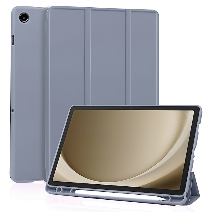 Husa pentru Samsung Galaxy Tab A11 Plus Soft Shell cu functie wake-up/sleep si compartiment pentru stylus, tip stand - mov