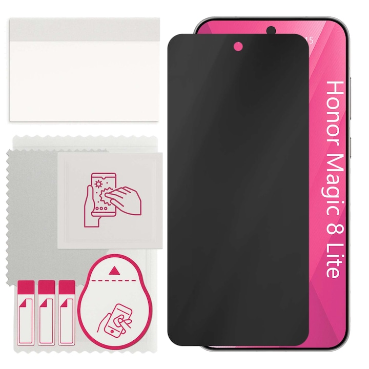 Sticla de protectie PRIVACY apgo pentru Honor Magic 8 Lite – sticla hibrid, full glue, flexible glass