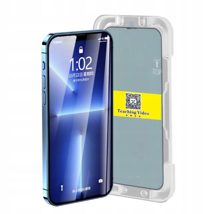 Folie de protectiem pentru Apple, iPhone 16 Pro, 3D, 9H, instalare usoara, neagra, set cu rama, sticla securizata, rezistenta la zgarieturi, transparenta, calitate superioara, potrivire perfecta