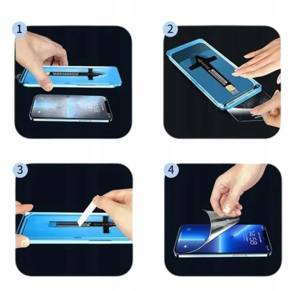 Folie de protectiem pentru Apple, iPhone 16 Pro, 3D, 9H, instalare usoara, neagra, set cu rama, sticla securizata, rezistenta la zgarieturi, transparenta, calitate superioara, potrivire perfecta