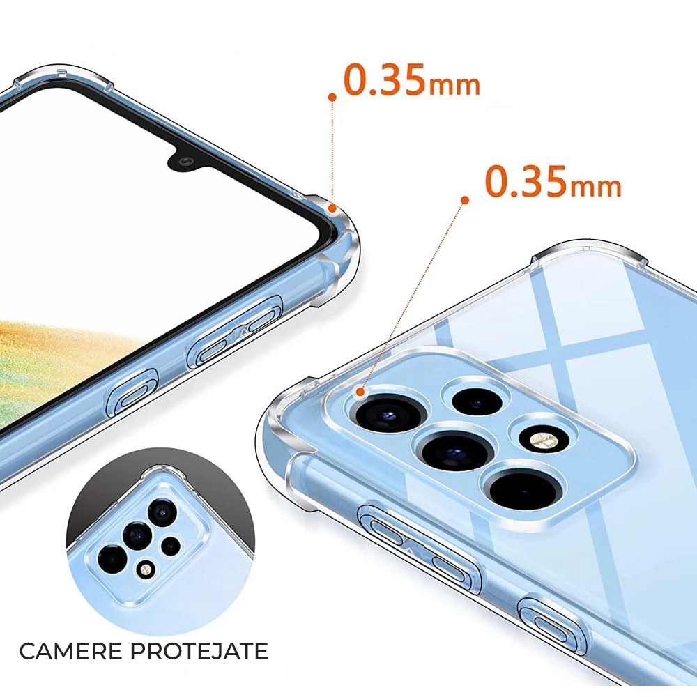Set husa Antishock transparenta si Folie sticla protectie Ecran pentru Samsung A53 5G, Protectie completa