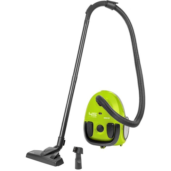 Aspirator cu sac de praf, Sencor, 850 W, Capacitate sac de praf 1,5 litri, Verde