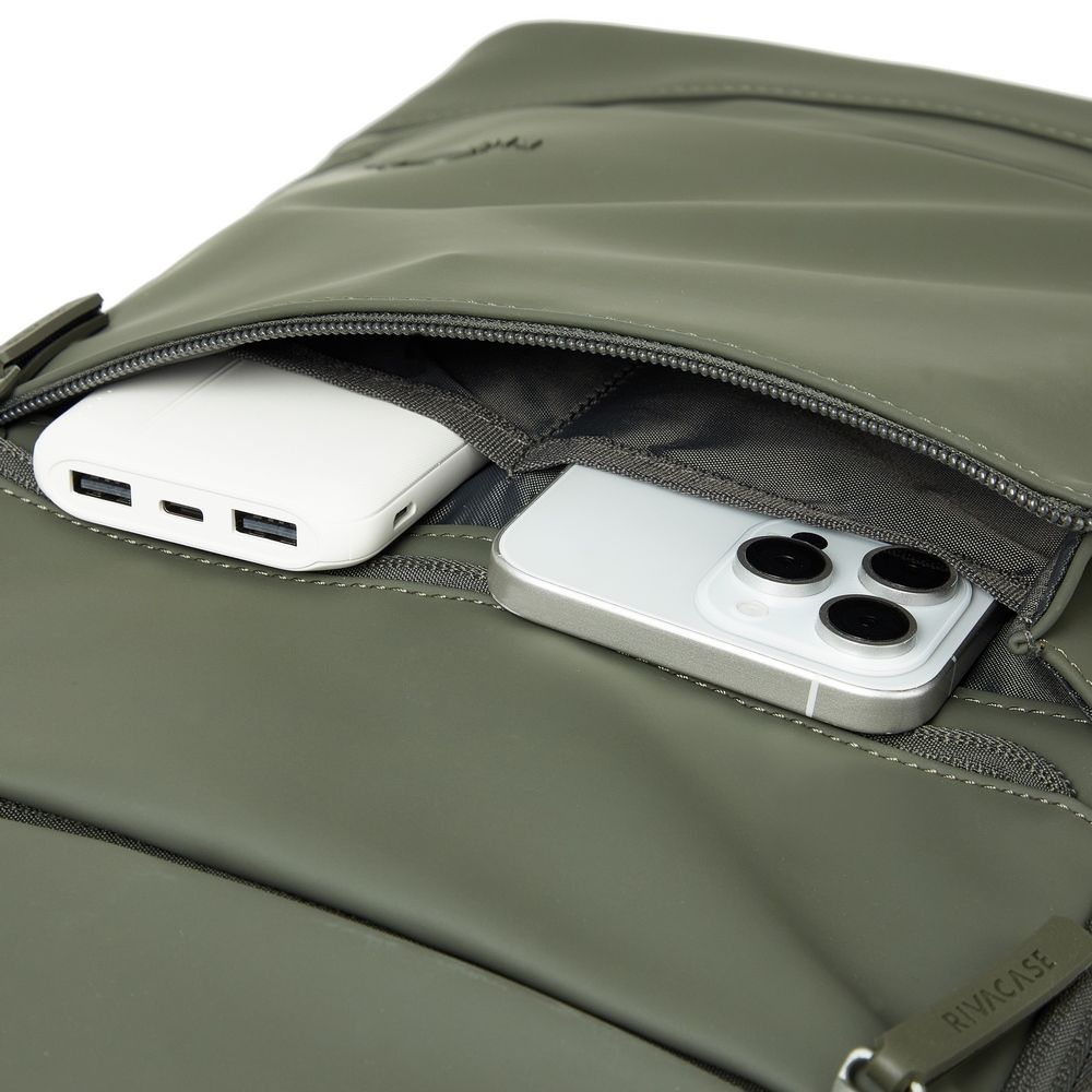 Rucsac urban RivaCase, 20L verde masliniu 470x270x170mm