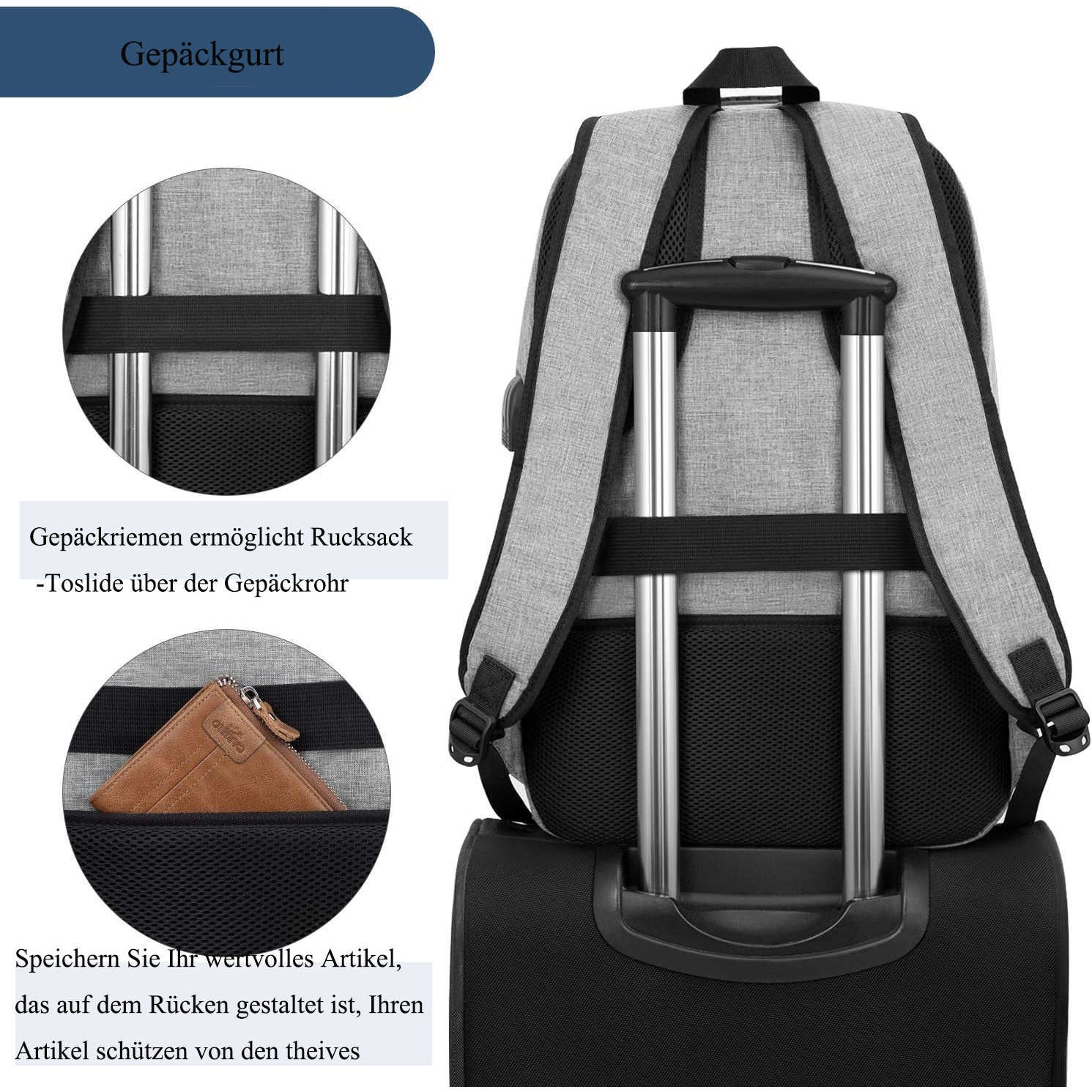 Voyager versatil, rucsac pentru laptop de calatorie cu transport pentru laptop de afaceri, tesaturi moi, respirabile pentru o manevrare delicata, material durabil pentru utilizare prelungita, design antifurt pentru securitate sporita
