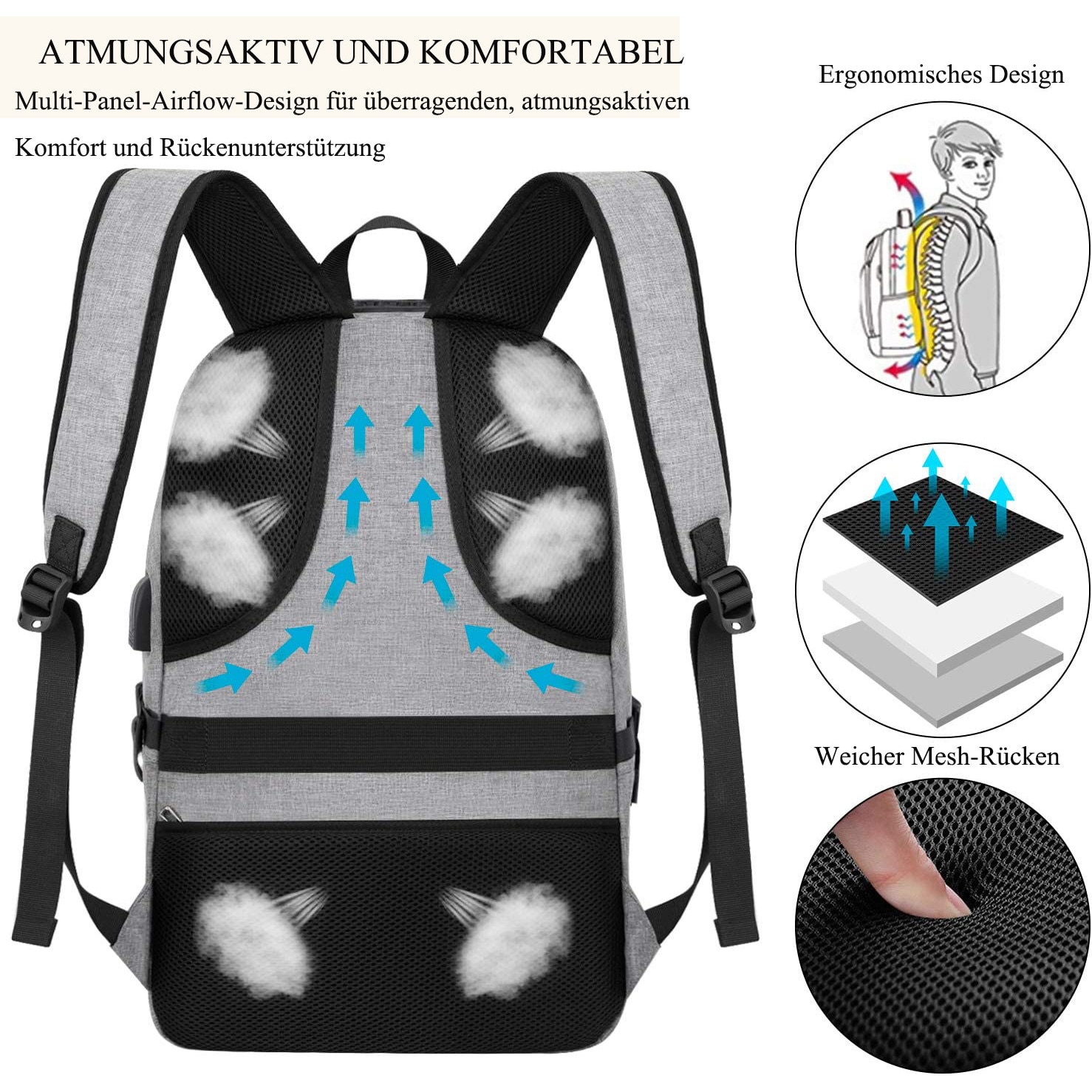 Voyager versatil, rucsac pentru laptop de calatorie cu transport pentru laptop de afaceri, tesaturi moi, respirabile pentru o manevrare delicata, material durabil pentru utilizare prelungita, design antifurt pentru securitate sporita