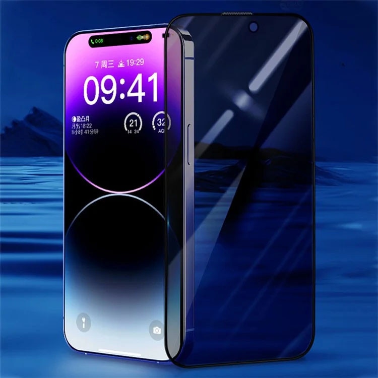 Folie protectie ecran sticla securizata 9H anti-spion iPhone 14 Pro Max 15 Pro 16 Pro, transparenta, full screen