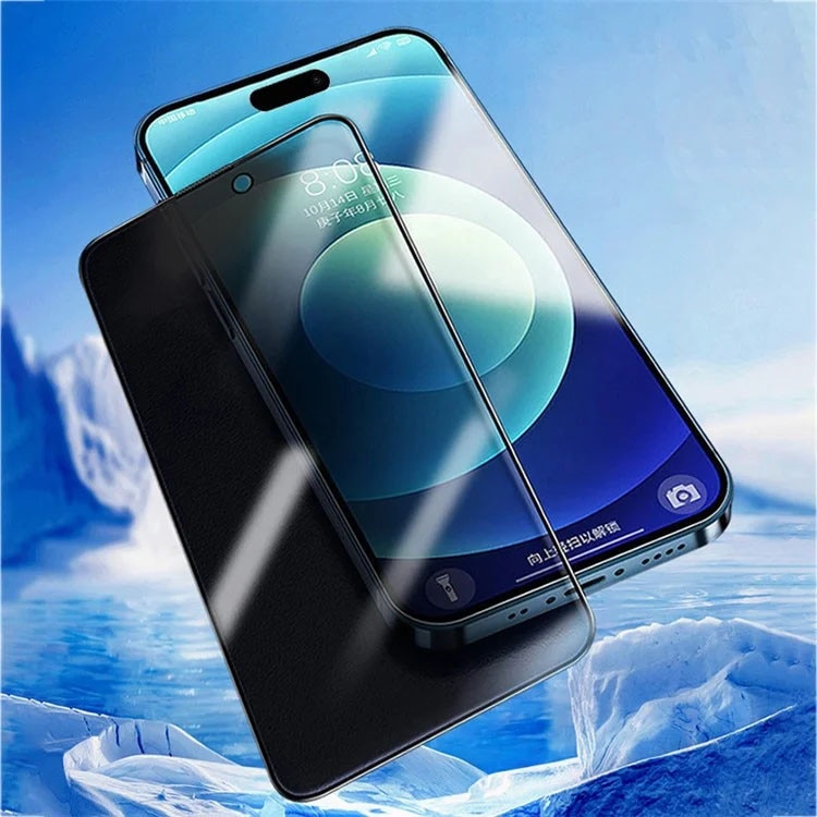 Folie protectie ecran sticla securizata 9H anti-spion iPhone 14 Pro Max 15 Pro 16 Pro, transparenta, full screen