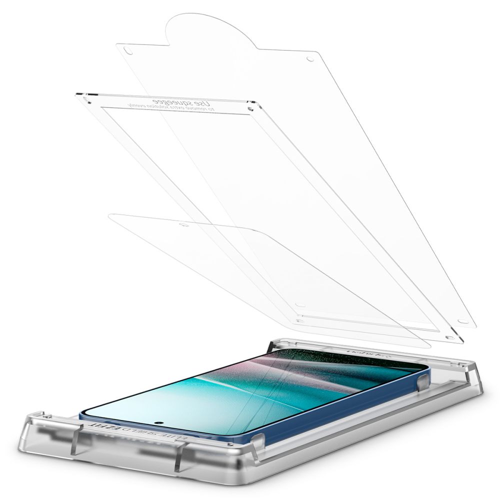 Folie protectie hibrid cu sistem de montare Spigen Elite Shield EZ FIT HD compatibila cu Samsung Galaxy S25 Clear