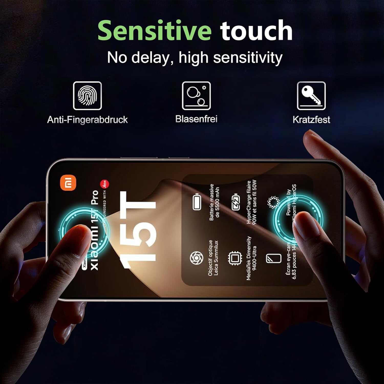 Set 2 folii protectie ecran, sticla temperata 9H, transparent, compatibile cu Xiaomi 15T 15T Pro
