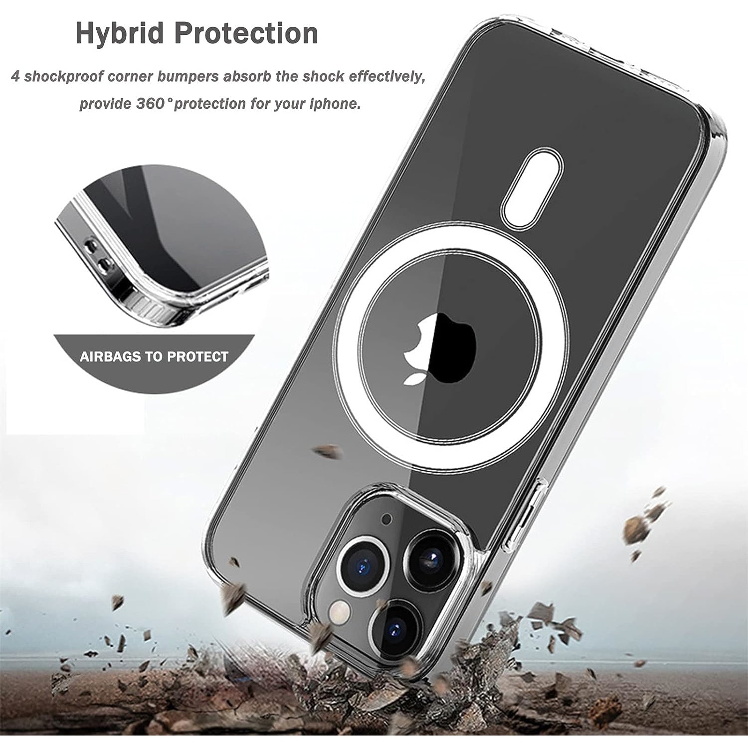 Husa pentru iPhone 15 Pro ZAFIT®, cu incarcare Magsafe, Silicon, Transparenta