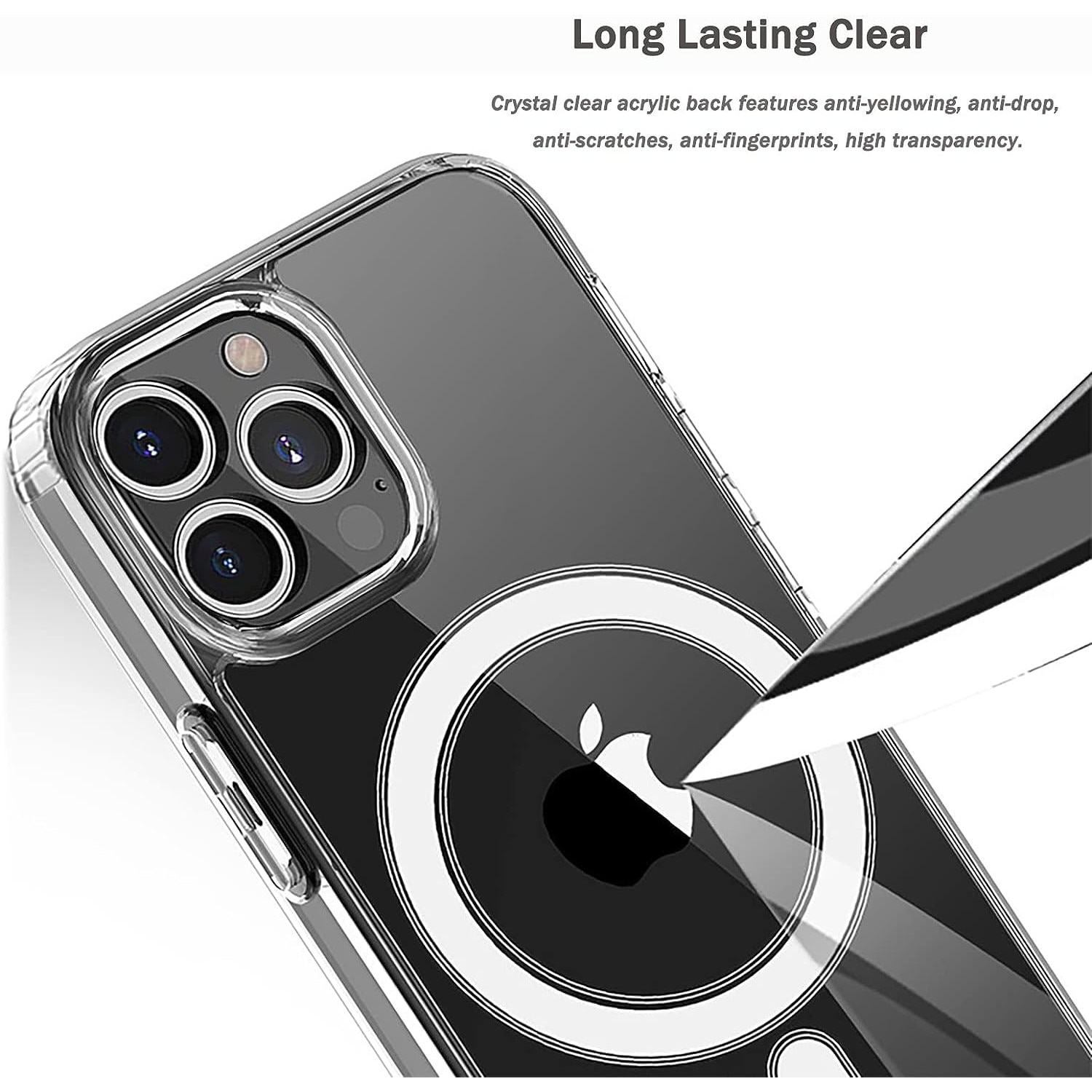 Husa pentru iPhone 15 Pro ZAFIT®, cu incarcare Magsafe, Silicon, Transparenta