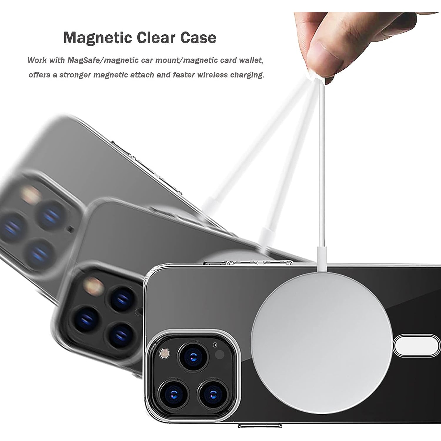 Husa pentru iPhone 15 Pro ZAFIT®, cu incarcare Magsafe, Silicon, Transparenta