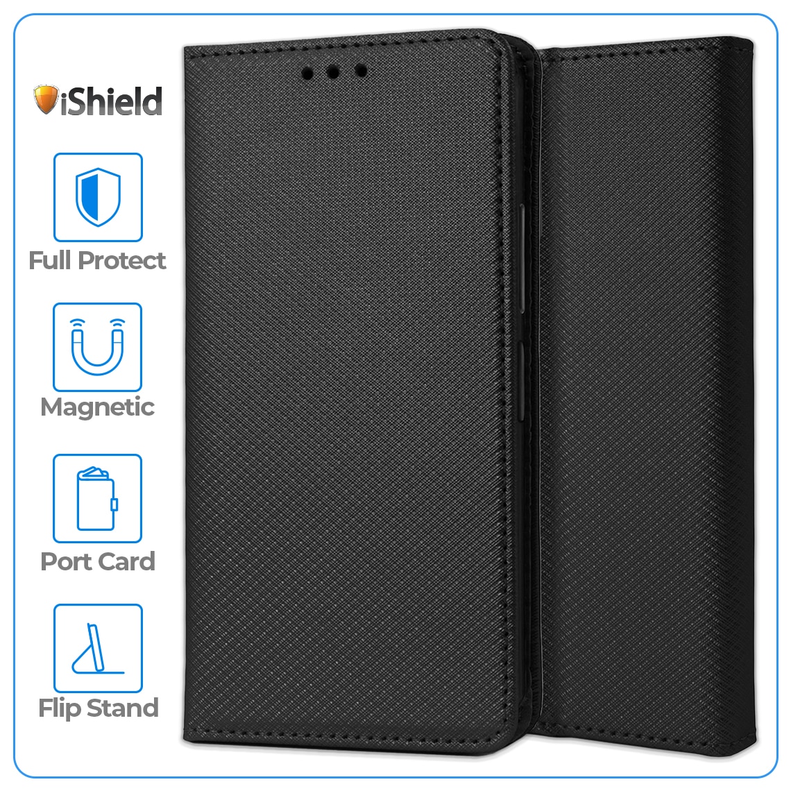 Husa Flip pentru Motorola Moto G10 / G20 / G30, tip carte cu inchidere magnetica, compartiment pentru carduri, functie Stand, Neagra