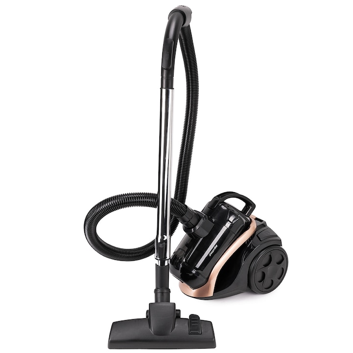 Aspirator cu Fir, Fara Sac KAMILLE, Puterea 800W, Accesorii, Filtru Hepa, Culoare Negru / Auriu