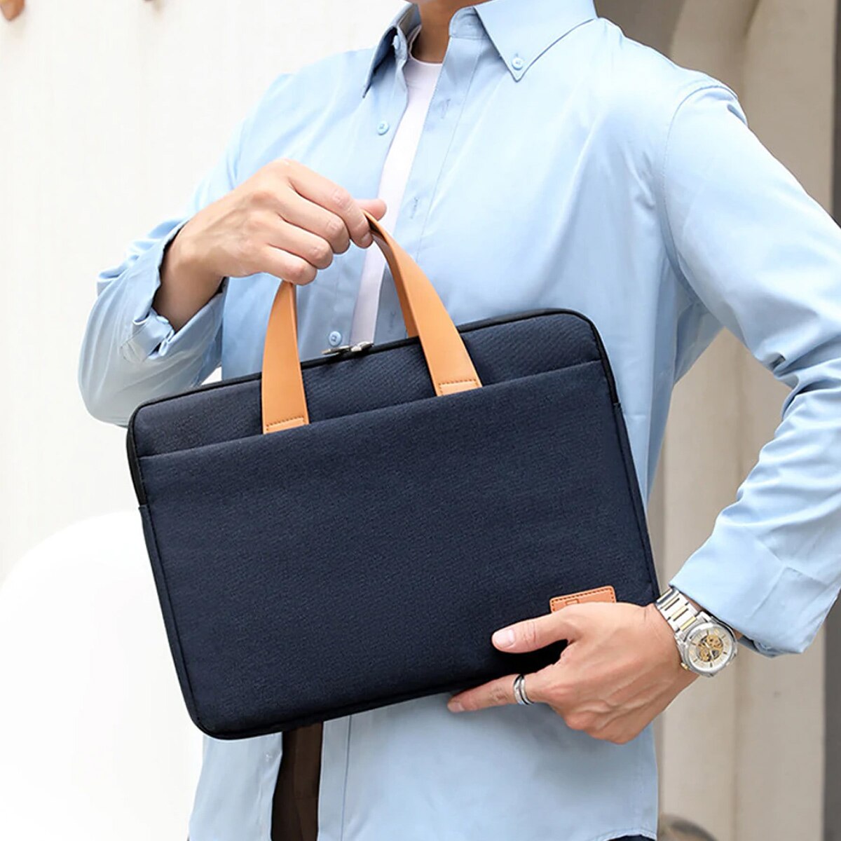 Husa laptop de calatorie Enforose, protectie socuri, interior din material moale, culoare abanos, pentru laptopuri de pana la 15-15.6 inch