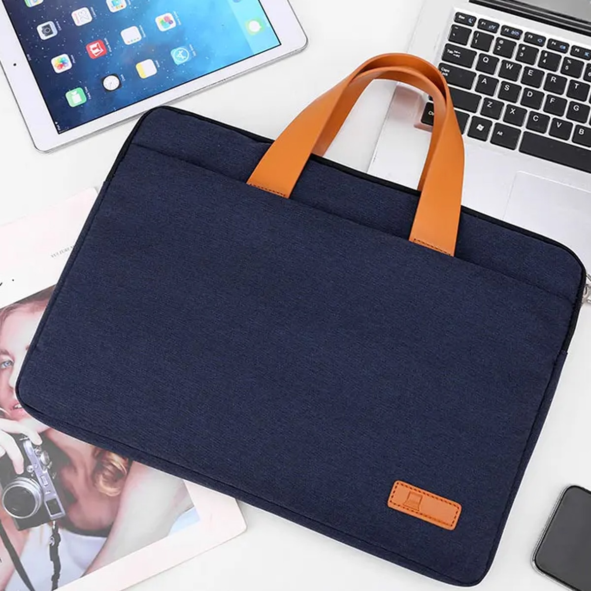 Husa laptop de calatorie Enforose, protectie socuri, interior din material moale, culoare abanos, pentru laptopuri de pana la 15-15.6 inch