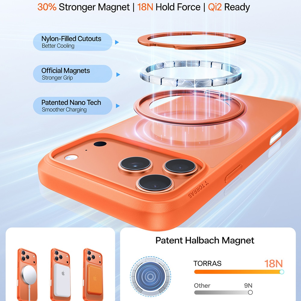 Husa pentru iPhone 17 Pro - Torras Ostand Pro MagSafe Series - Orange
