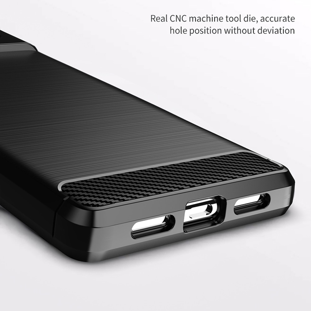 Husa Compatibila cu Google Pixel 6, Textura Fibra de Carbon, Negru