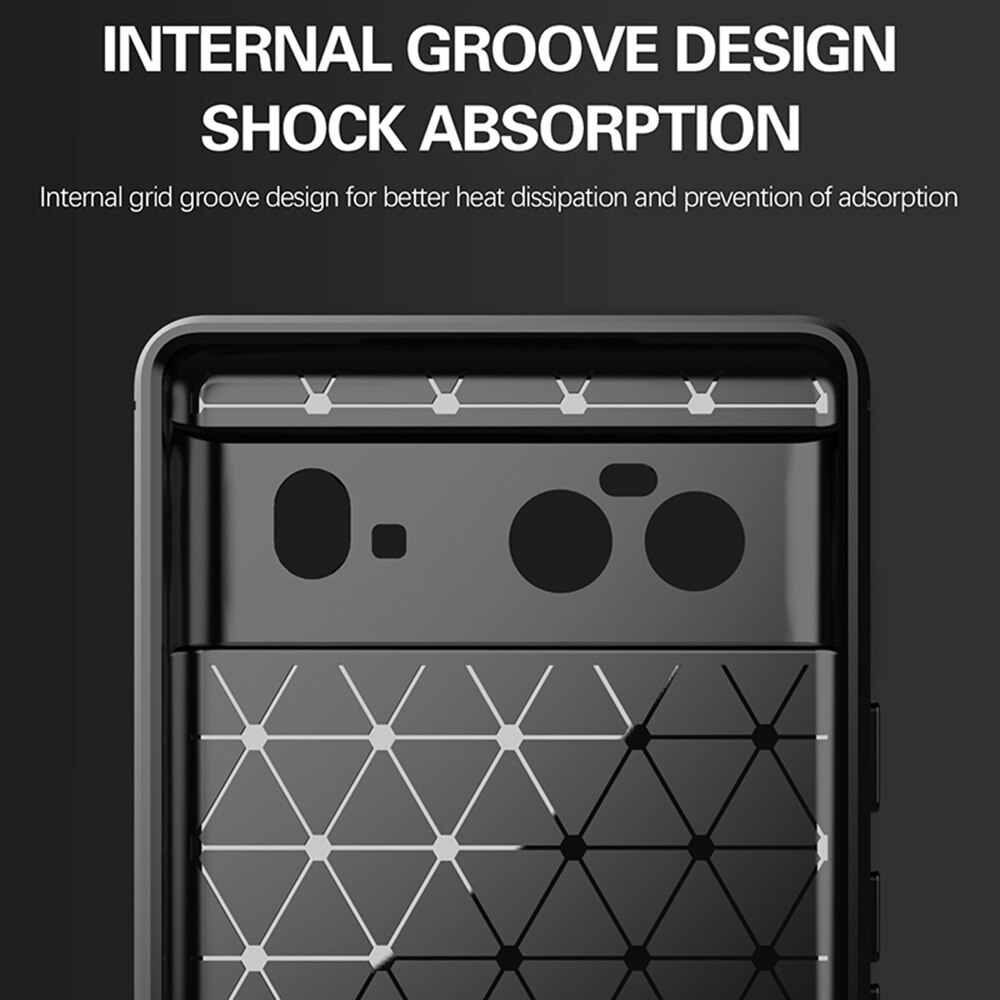 Husa Compatibila cu Google Pixel 6, Textura Fibra de Carbon, Negru