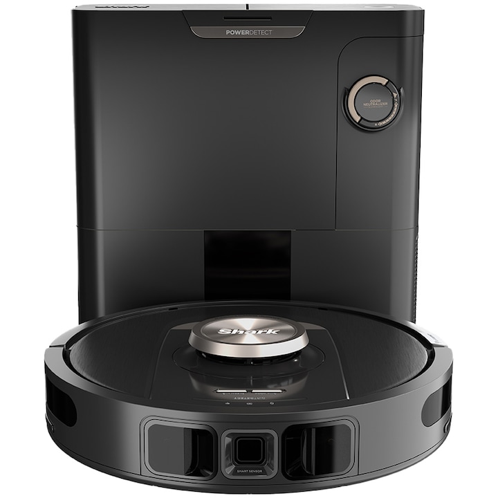 Robot de aspirare Shark PowerDetect Self-Empty RV2820VEEU, statie 2in1 reincarcare si golire automata, 1.8l, 14.4V, autonomie max 110 min, negru/sampanie