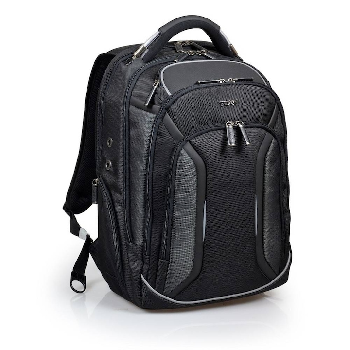 Rucsac pentru notebook, Port Designs, Poliester, Melbourne, husa de ploaie, protectie RFID, 15,6", Negru