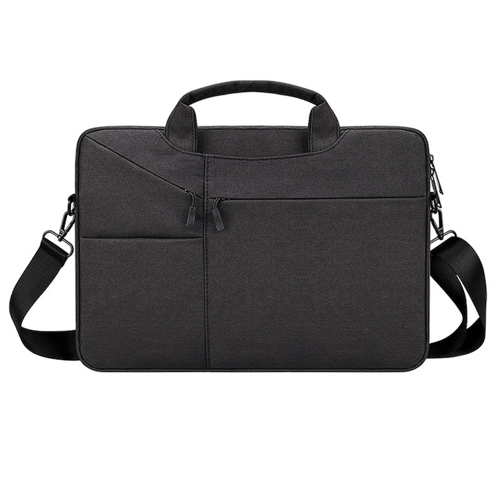 Geanta laptop BGHYHYHI, 14.1-15.4 inch, impermeabila, cu curea de umar, neagra