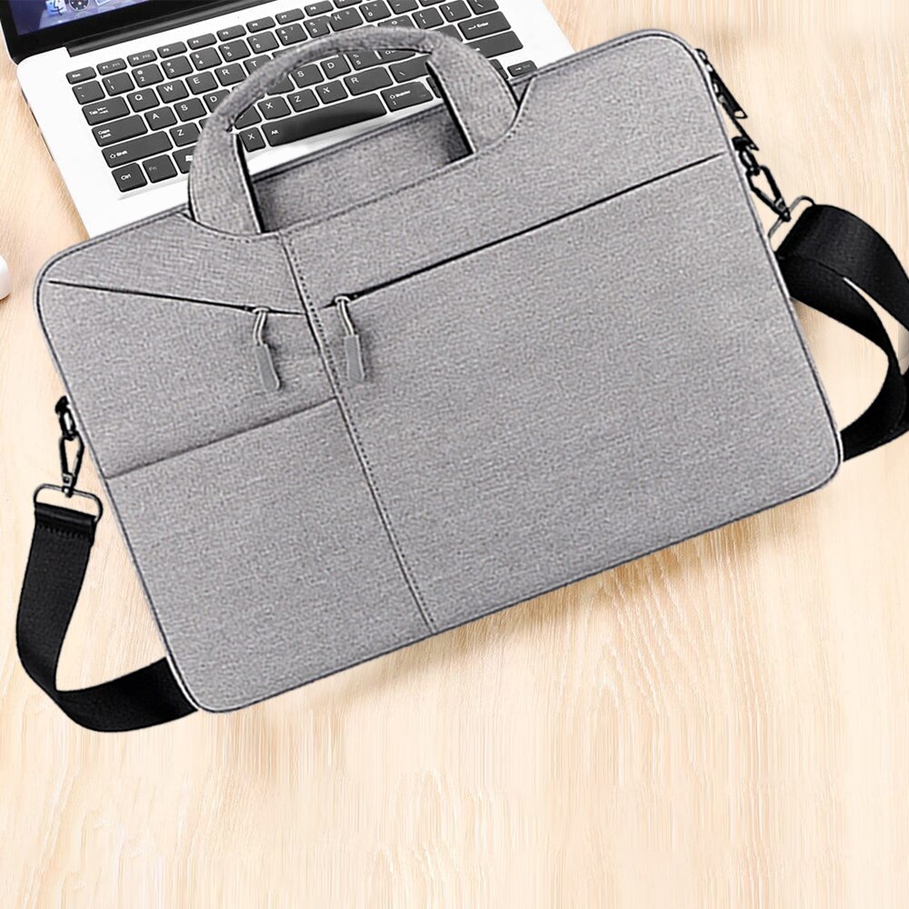 Geanta laptop 15.6 inch, BGHYHYHI, impermeabila, cu curea de umar, gri, 15.6 inch