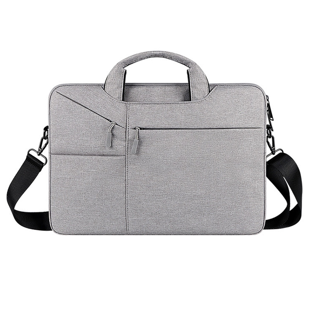 Geanta laptop 15.6 inch, BGHYHYHI, impermeabila, cu curea de umar, gri, 15.6 inch