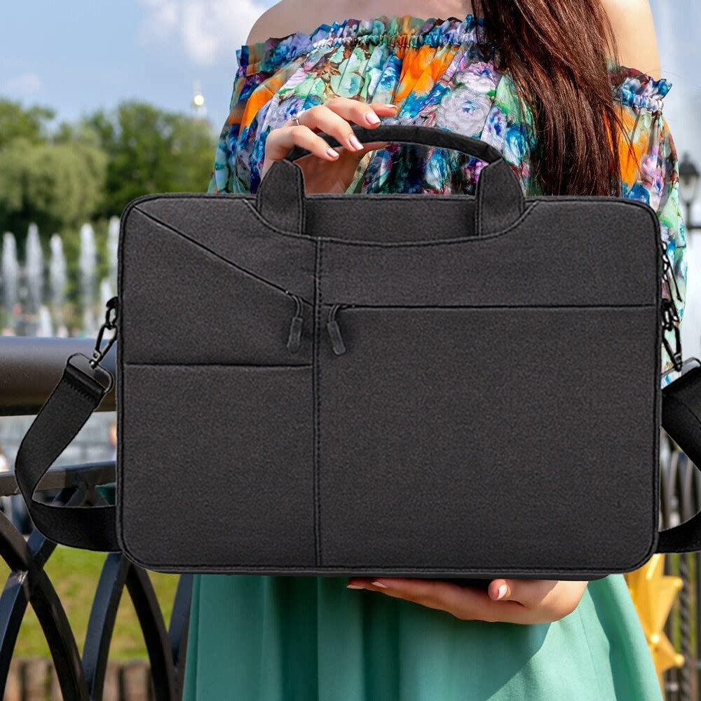Geanta laptop 15.6 inch BGHYHYHI, impermeabila, cu curea de umar, neagra, 15.6 inch