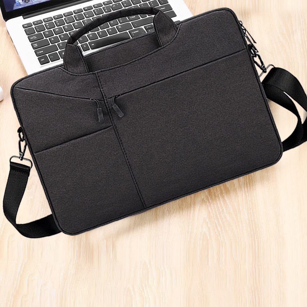 Geanta laptop 15.6 inch BGHYHYHI, impermeabila, cu curea de umar, neagra, 15.6 inch