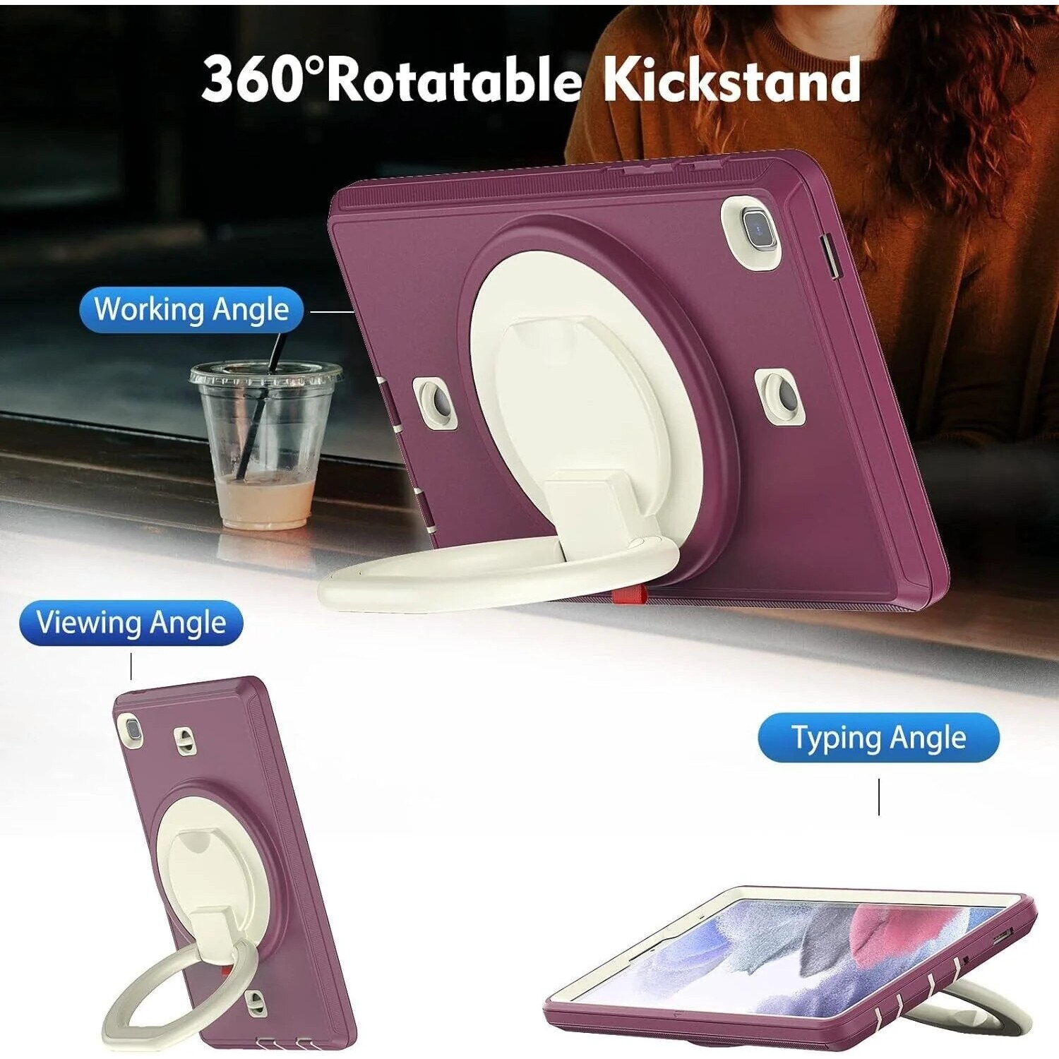 Pachet complet Sigloo 360°: Husa Shockproof + Folie iPad Air 4/5 10.9", iPad Pro 11 (2018-2021), cu stand rotativ, Mov/Alb