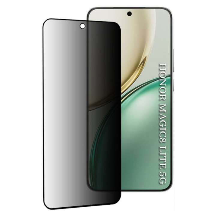Folie pentru Honor Magic8 Lite, Anti-spy Ultra HD, Protectie 9H, Montare Simpla, 111D, set cu sticker, Privacy
