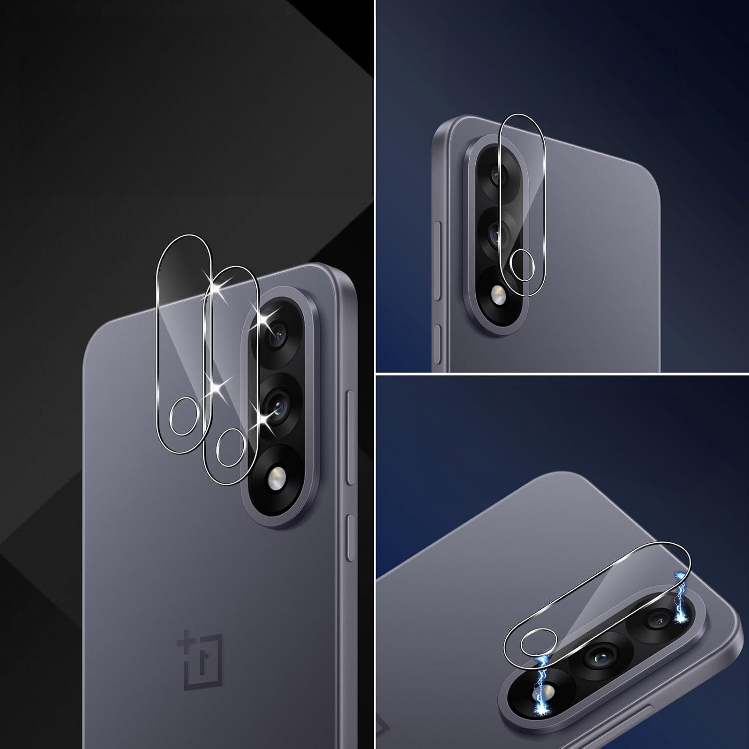 Set 2x Folii protectie camera OnePlus Nord 5 5G, ERBORD, transparent, 9H, compatibil cu majoritatea etuiurilor