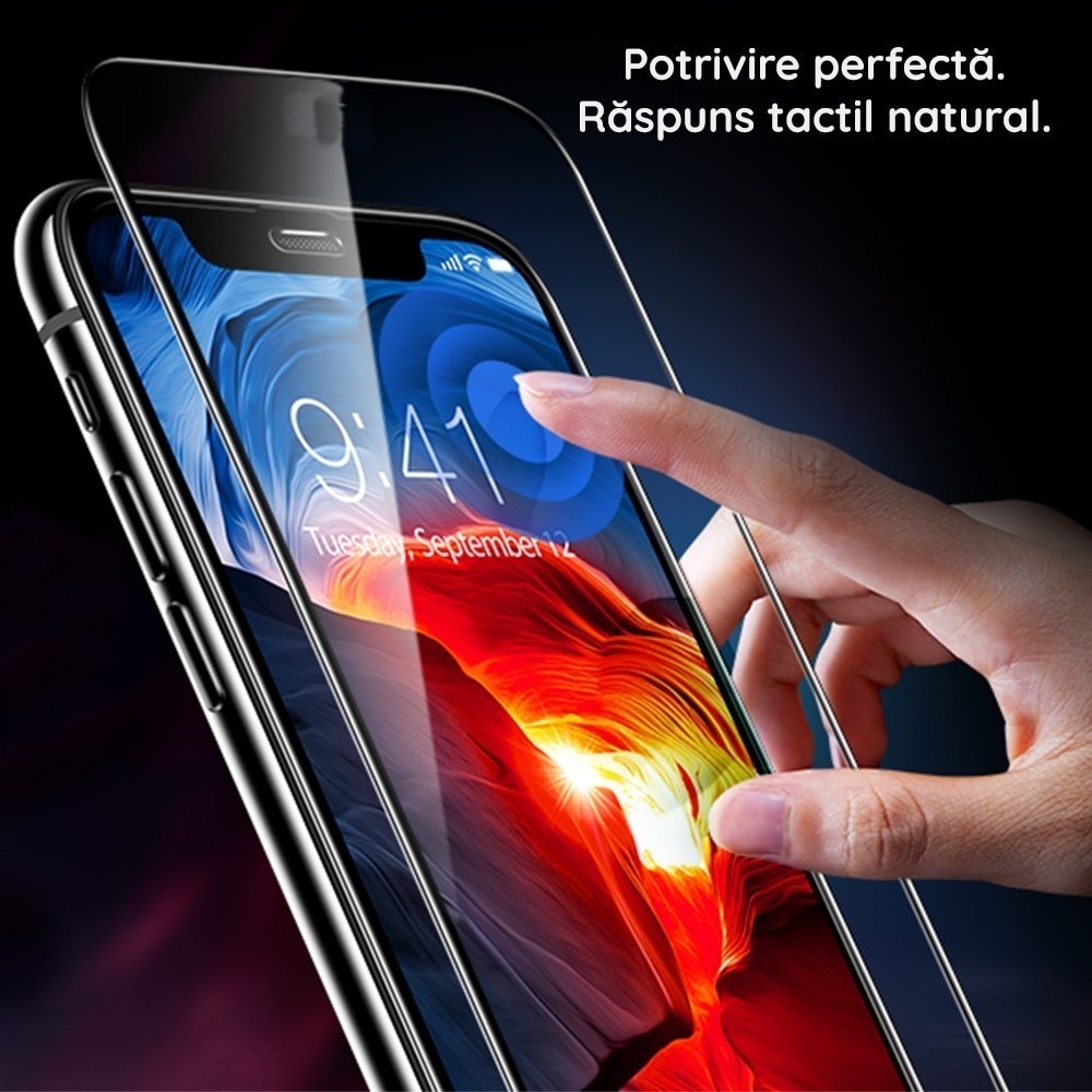 Folie Sticla Securizata, Flippy, Compatibila cu Nothing Phone 2a, Full Glue, Margini Negre, Transparent