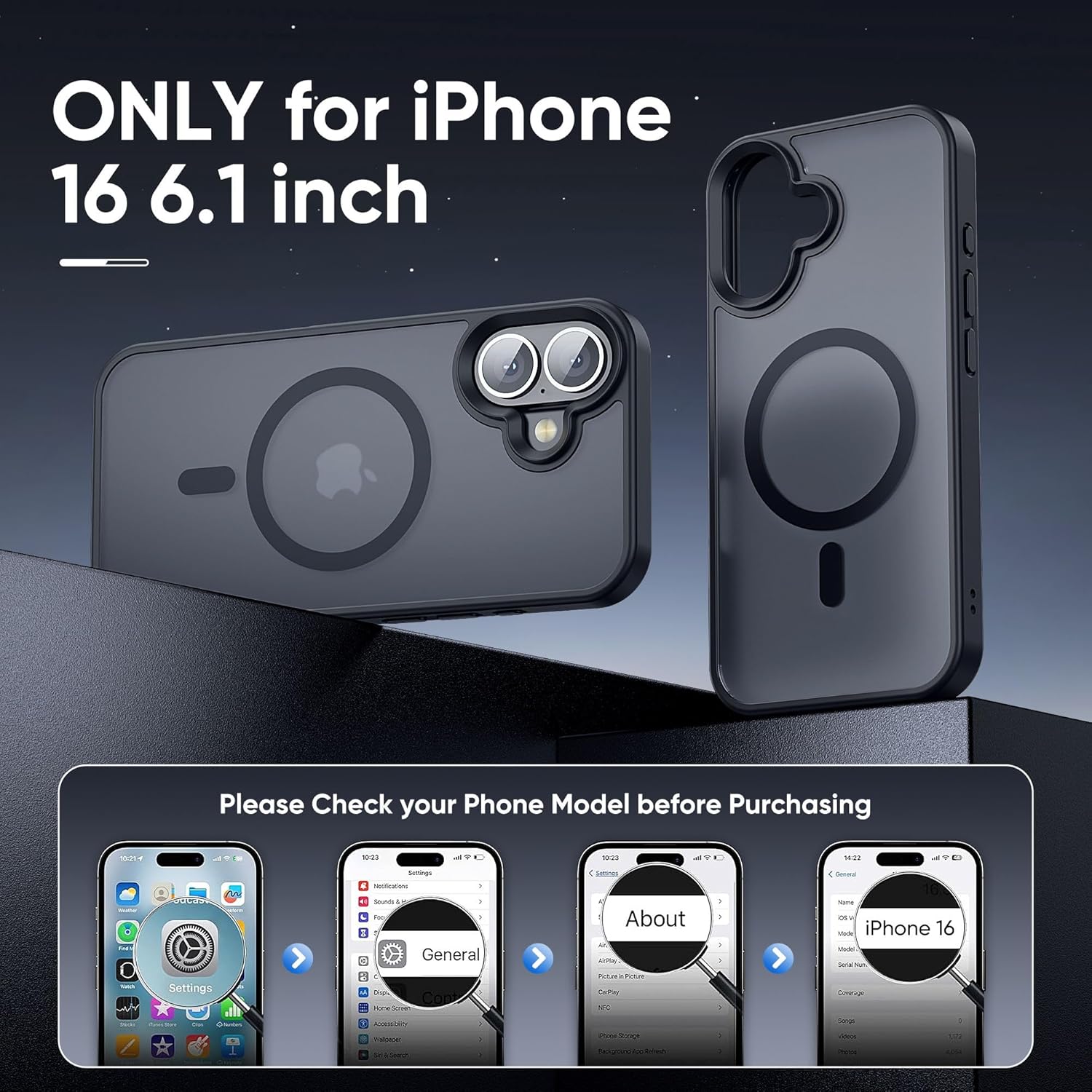 BestCase® Husa pentru Apple iPhone 16, Shockproof MagSafe, Antisoc, Protectie camera si ecran, Negru
