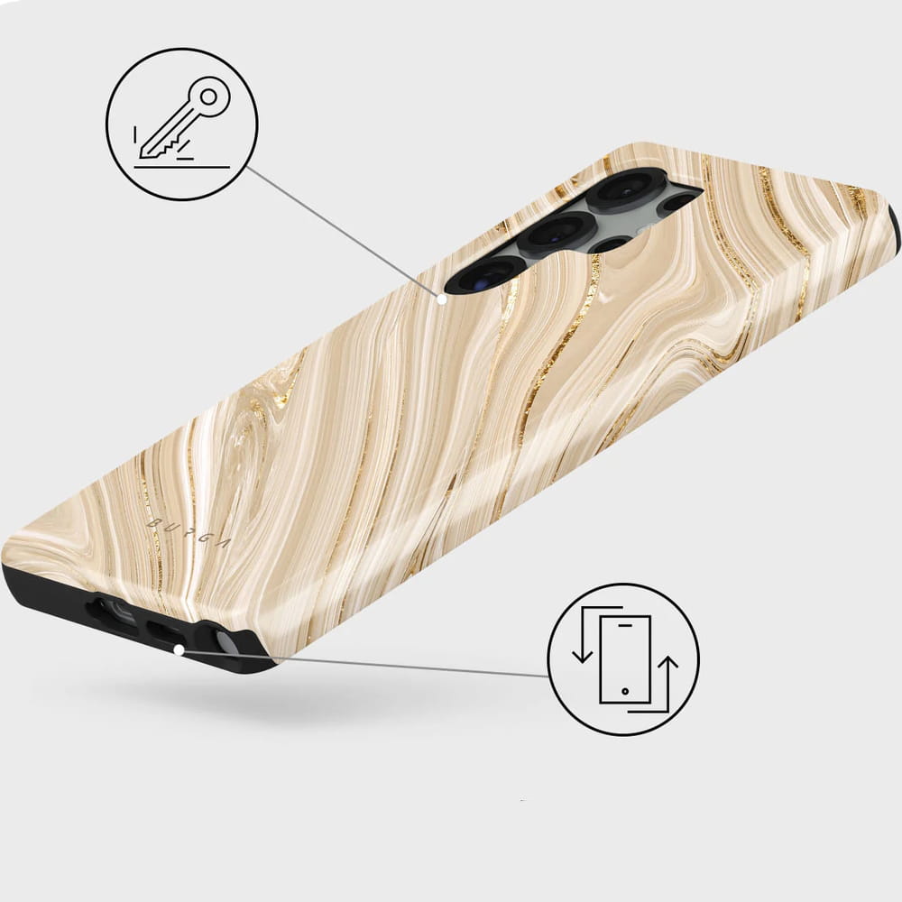 Husa Burga Full Glam Tough pentru Samsung Galaxy S25 Ultra, bej cu model