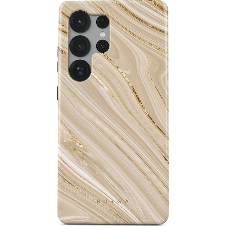 Husa Burga Full Glam Tough pentru Samsung Galaxy S25 Ultra, bej cu model