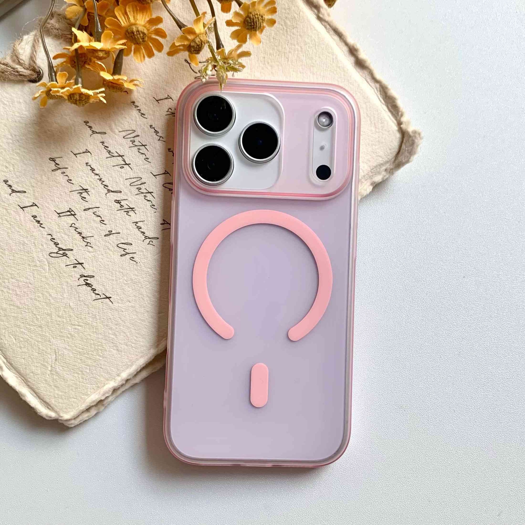 Husa de Protectie, Compatibila cu Apple iPhone 17 Pro, MagSafe, Roz mat