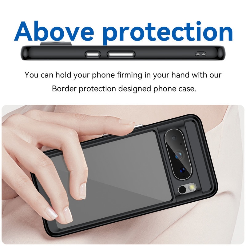Husa telefon, pentru Google Pixel 8 Pro De inalta calitate Hard Backplane Soft Border Pure si Luminos Simtire confortabila, Negru, Transparent